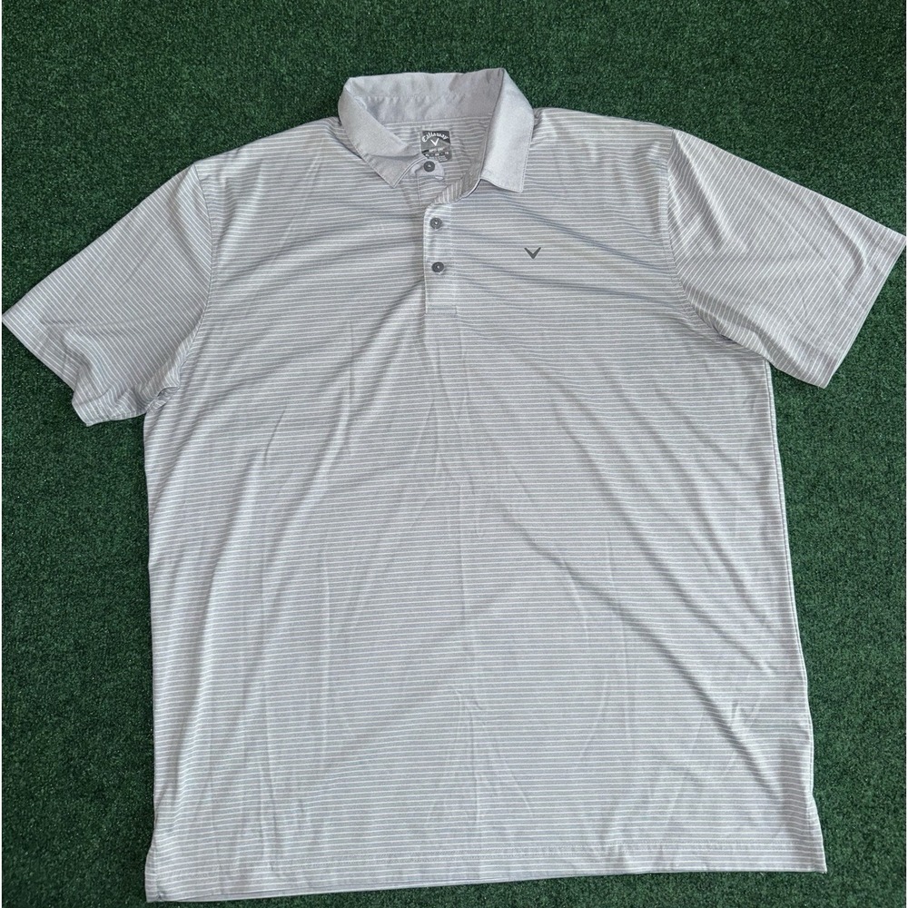 Callaway Men's Dri‎ Fit Size XL Gray White Stripe T16